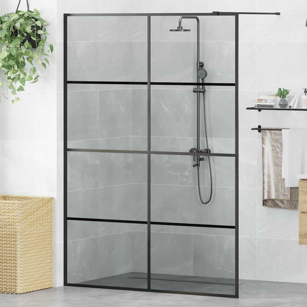 Walk-in Dusjvegg Svart 140 x 195 cm herdet glass