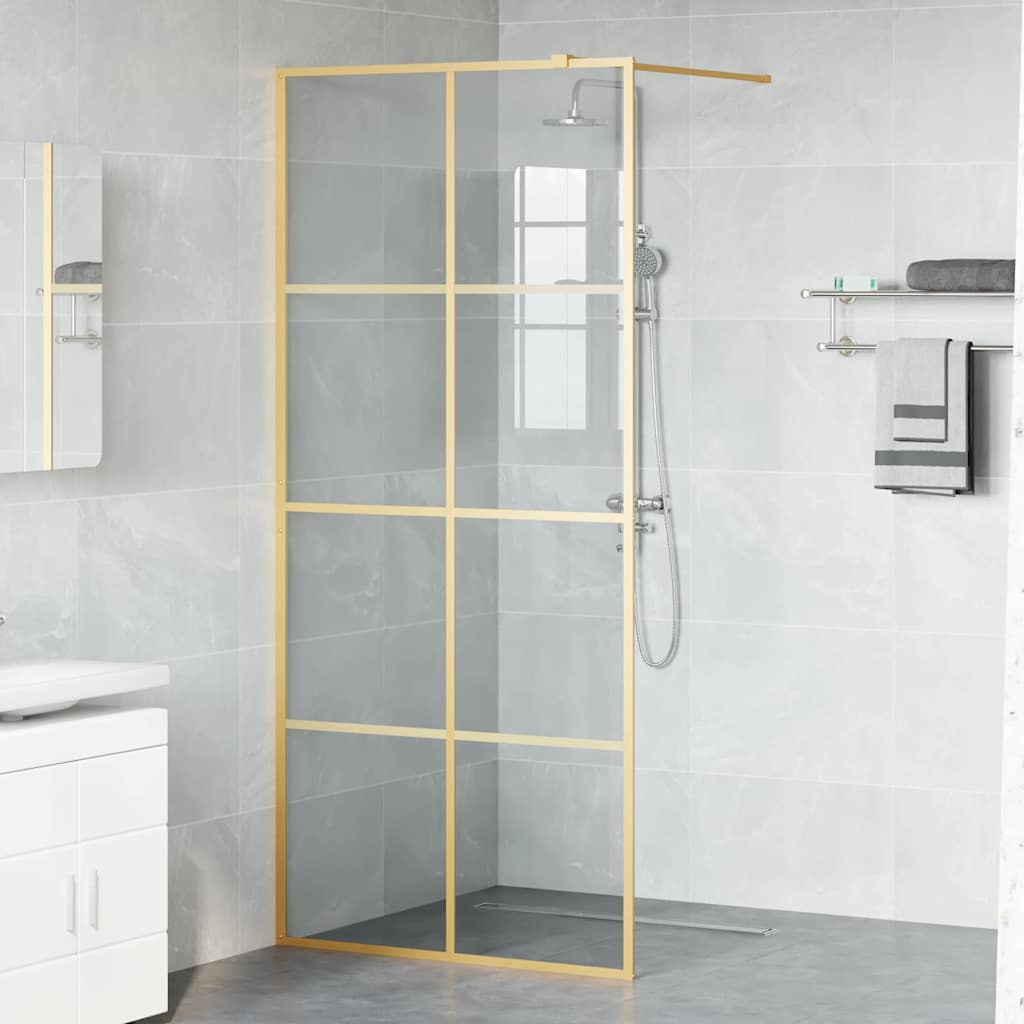 Walk-in Dusjvegg Gull 90 x 195 cm herdet glass