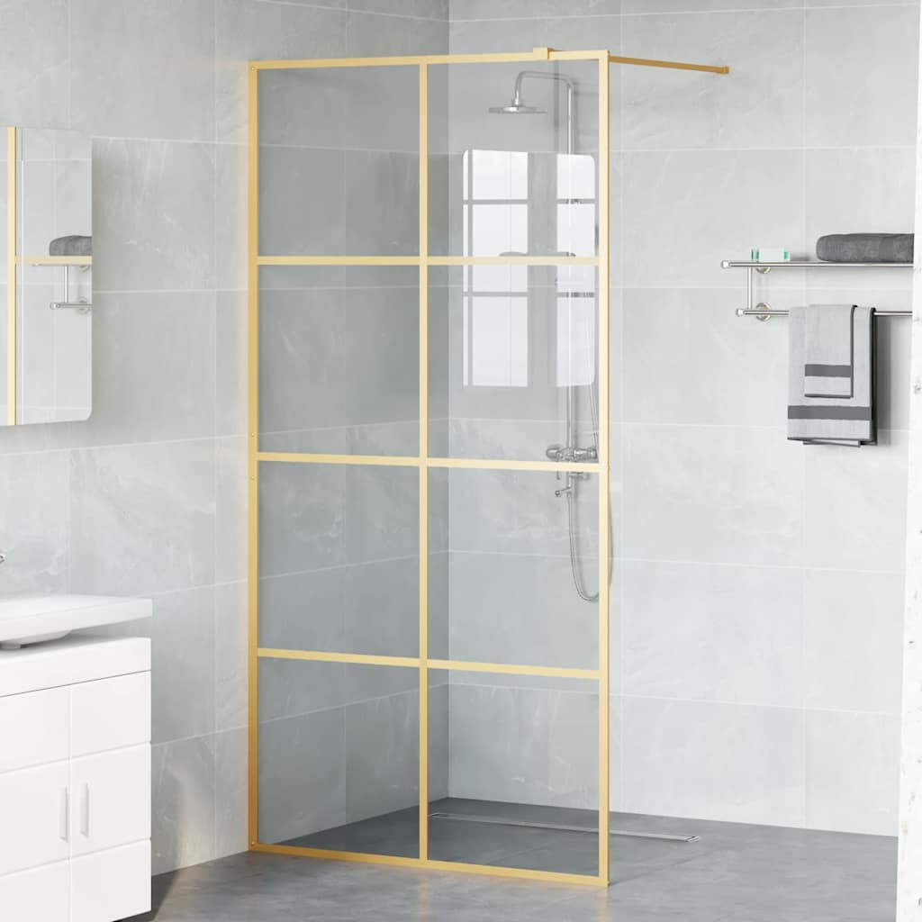 Walk-in Dusjvegg Gull 100 x 195 cm herdet glass