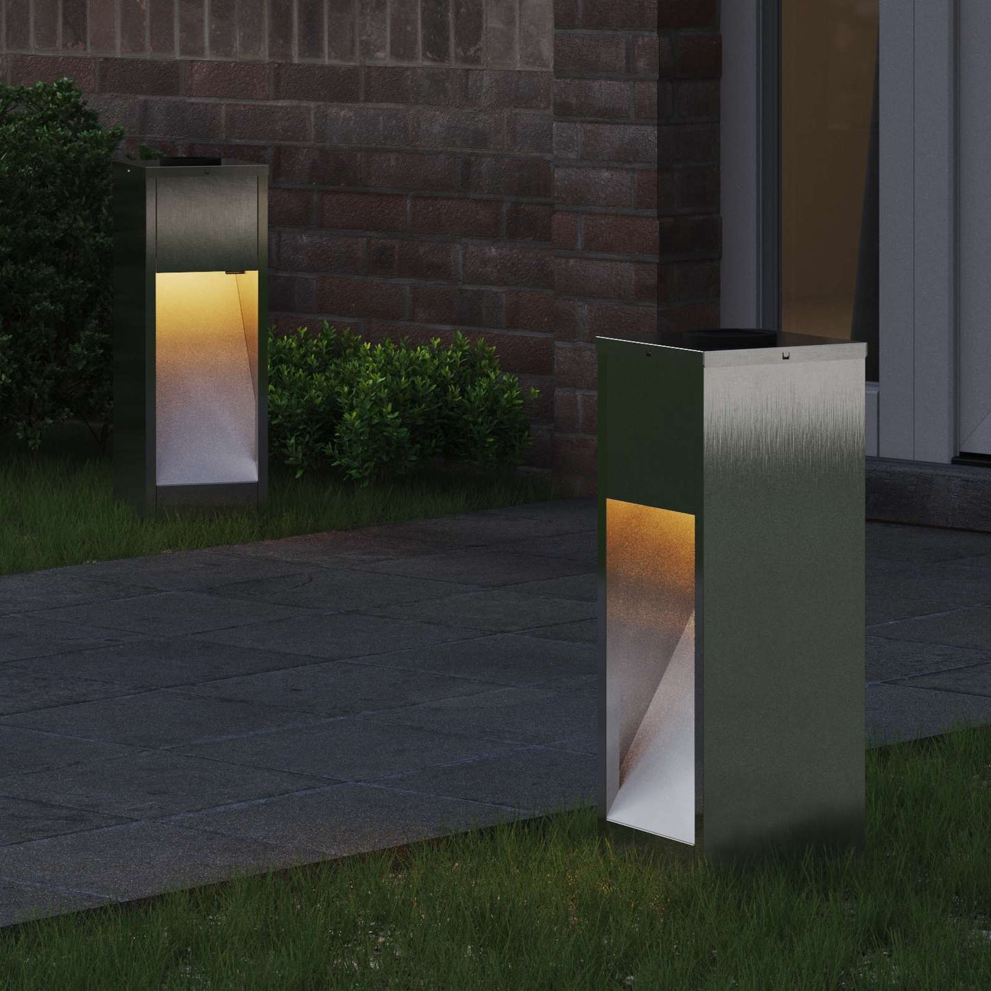 Solcelle LED Stibelys 2 pcs sølv Rustfritt Stål