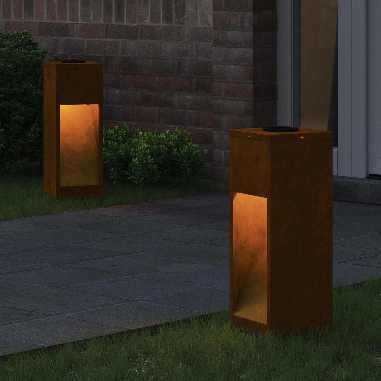 Solcelle LED Stibelys 2 pcs Bronse Cortenstål