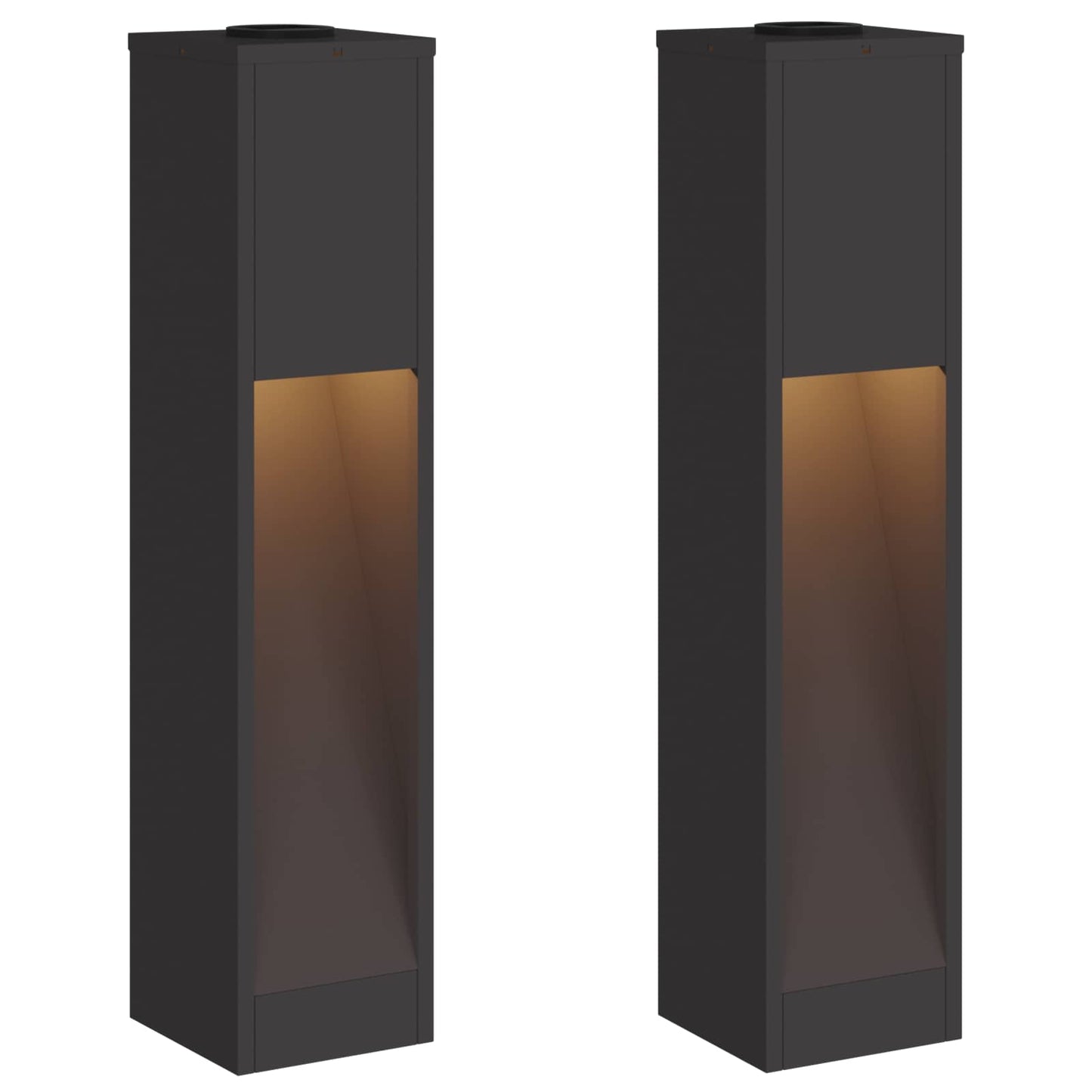 Solcelle LED Stibelys 2 pcs Svart Kaldvalset stål
