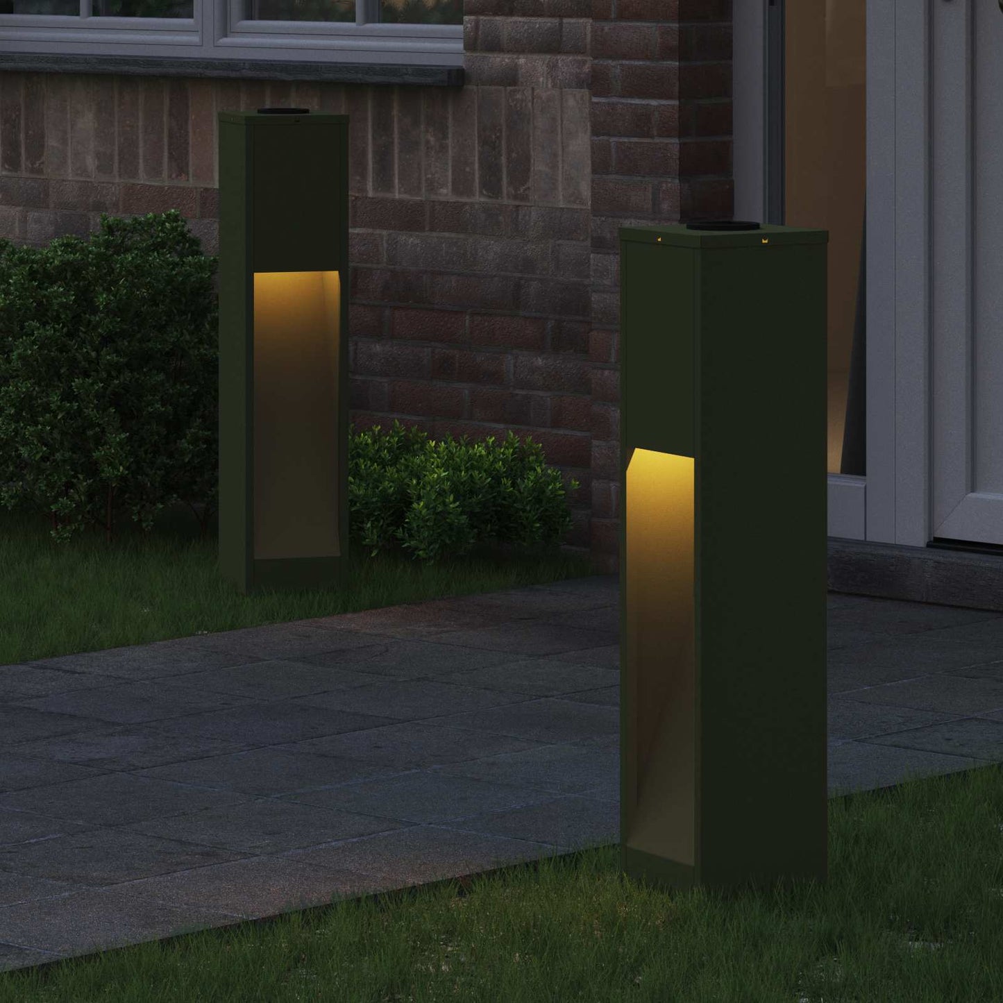 Solcelle LED Stibelys 2 pcs Olivengrønn Kaldvalset stål