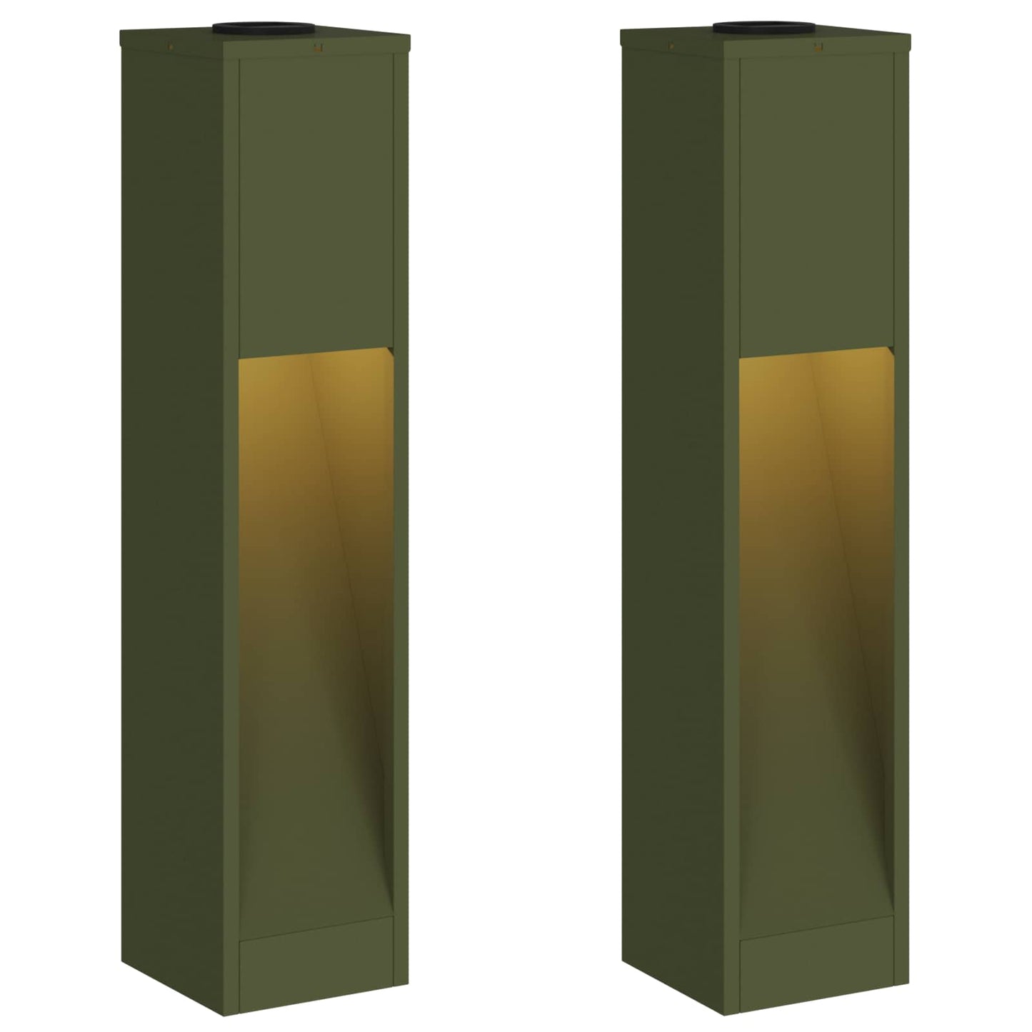 Solcelle LED Stibelys 2 pcs Olivengrønn Kaldvalset stål