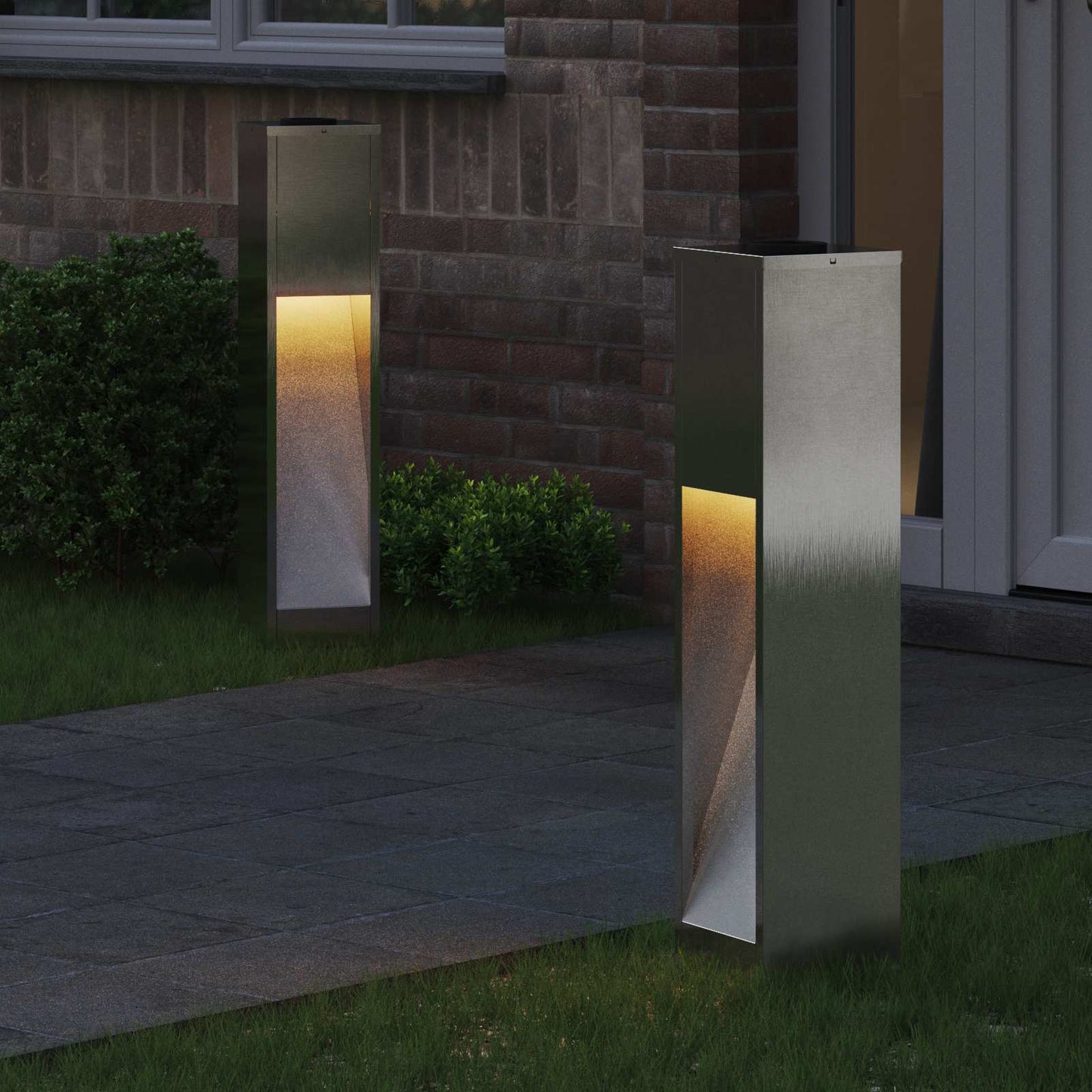 Solcelle LED Stibelys 2 pcs sølv Rustfritt Stål