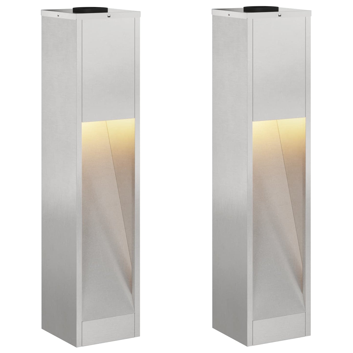 Solcelle LED Stibelys 2 pcs sølv Rustfritt Stål