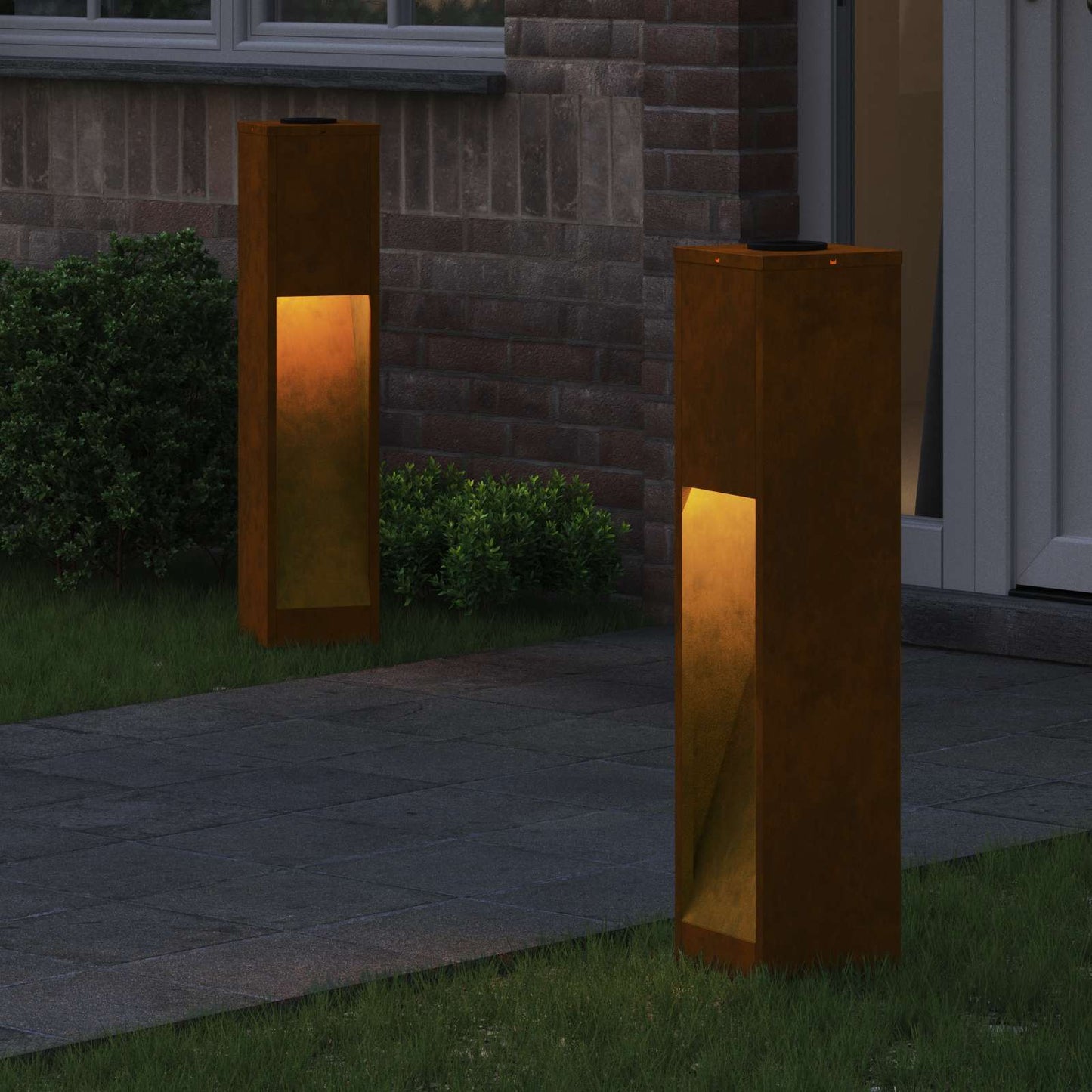 Solcelle LED Stibelys 2 pcs Bronse Cortenstål