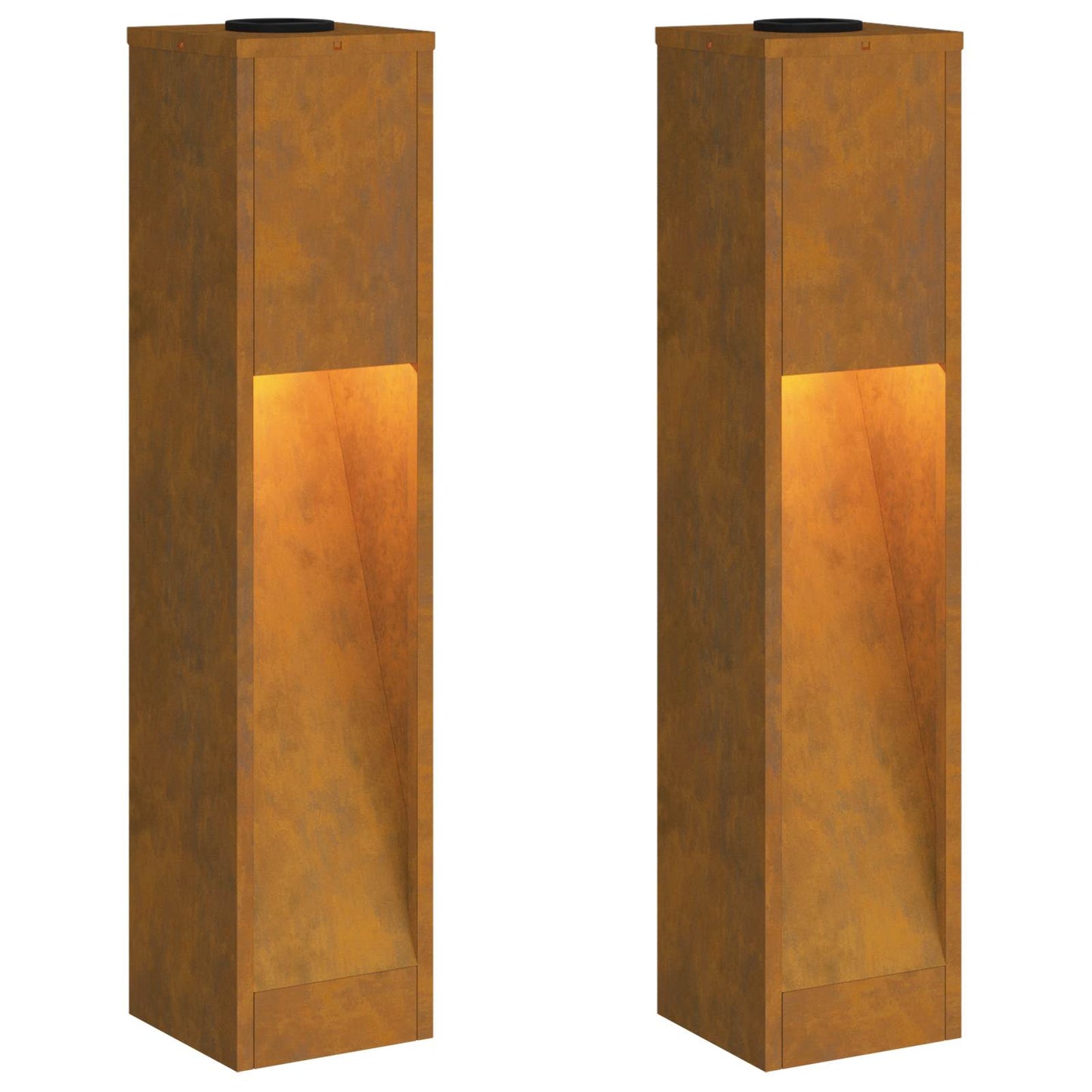 Solcelle LED Stibelys 2 pcs Bronse Cortenstål
