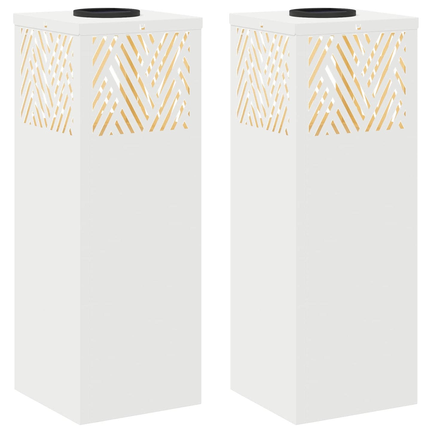Solenergi LED stibelys 2 pcs Hvit Kaldvalset stål