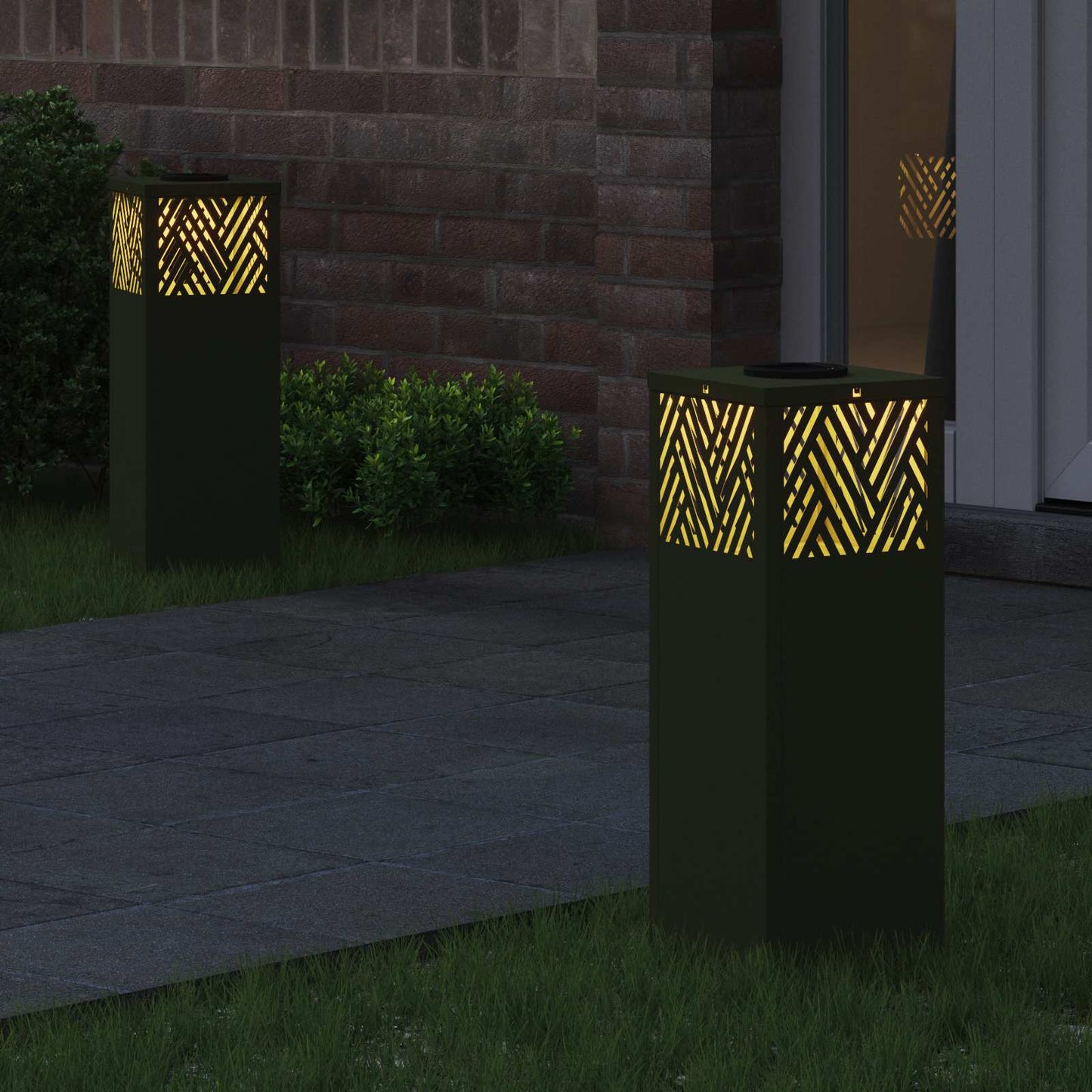 Solenergi LED stibelys 2 pcs Olivengrønn Kaldvalset stål