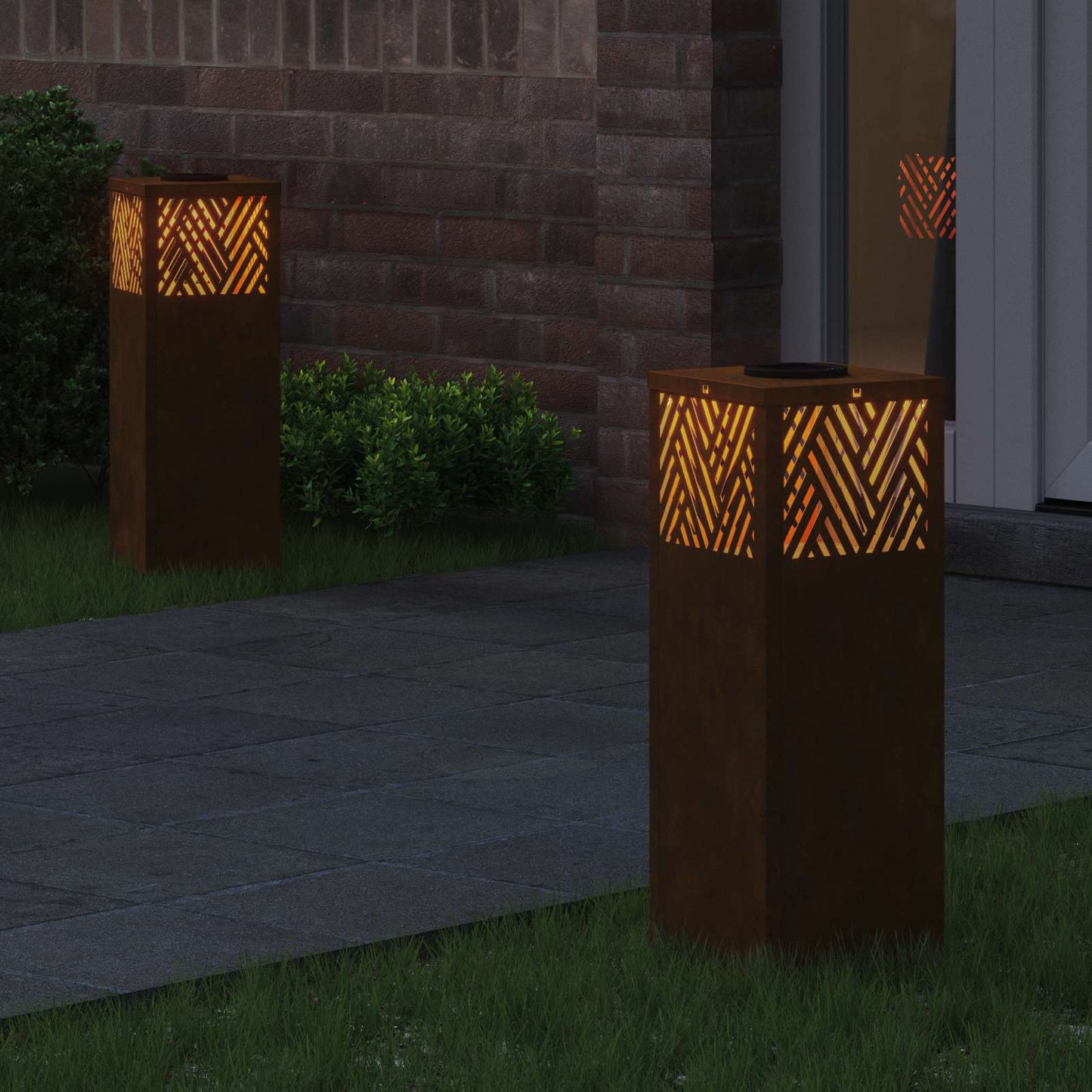Solenergi LED stibelys 2 pcs Bronse Cortenstål