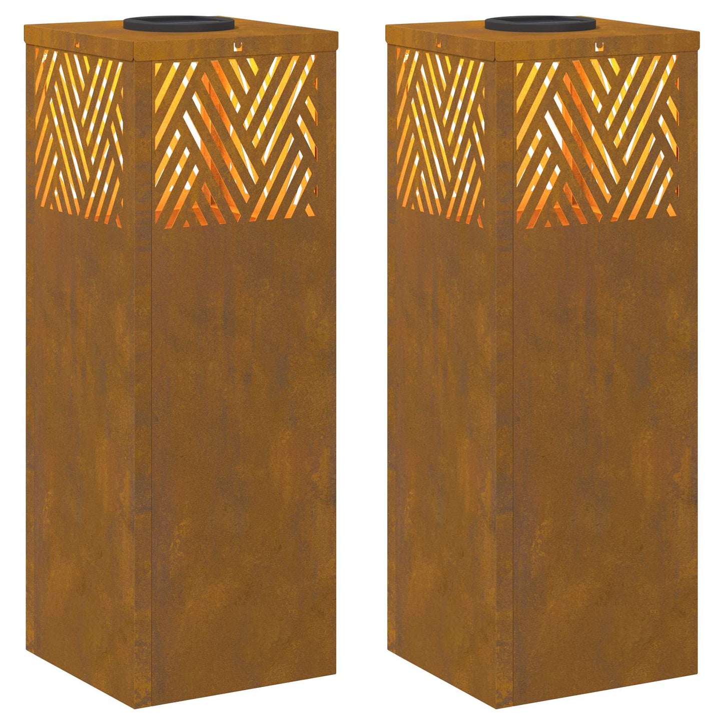 Solenergi LED stibelys 2 pcs Bronse Cortenstål