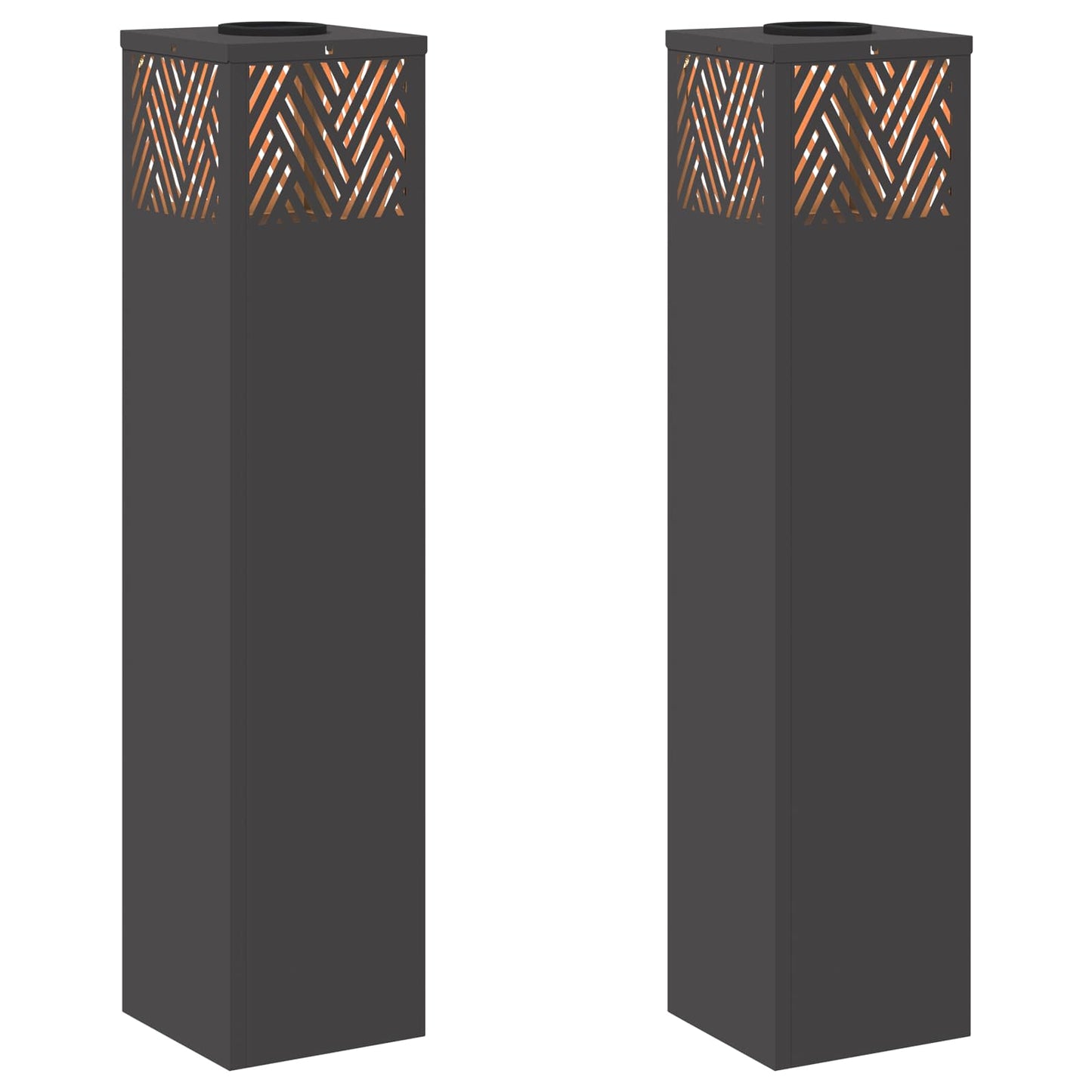 Solenergi LED stibelys 2 pcs Svart Kaldvalset stål