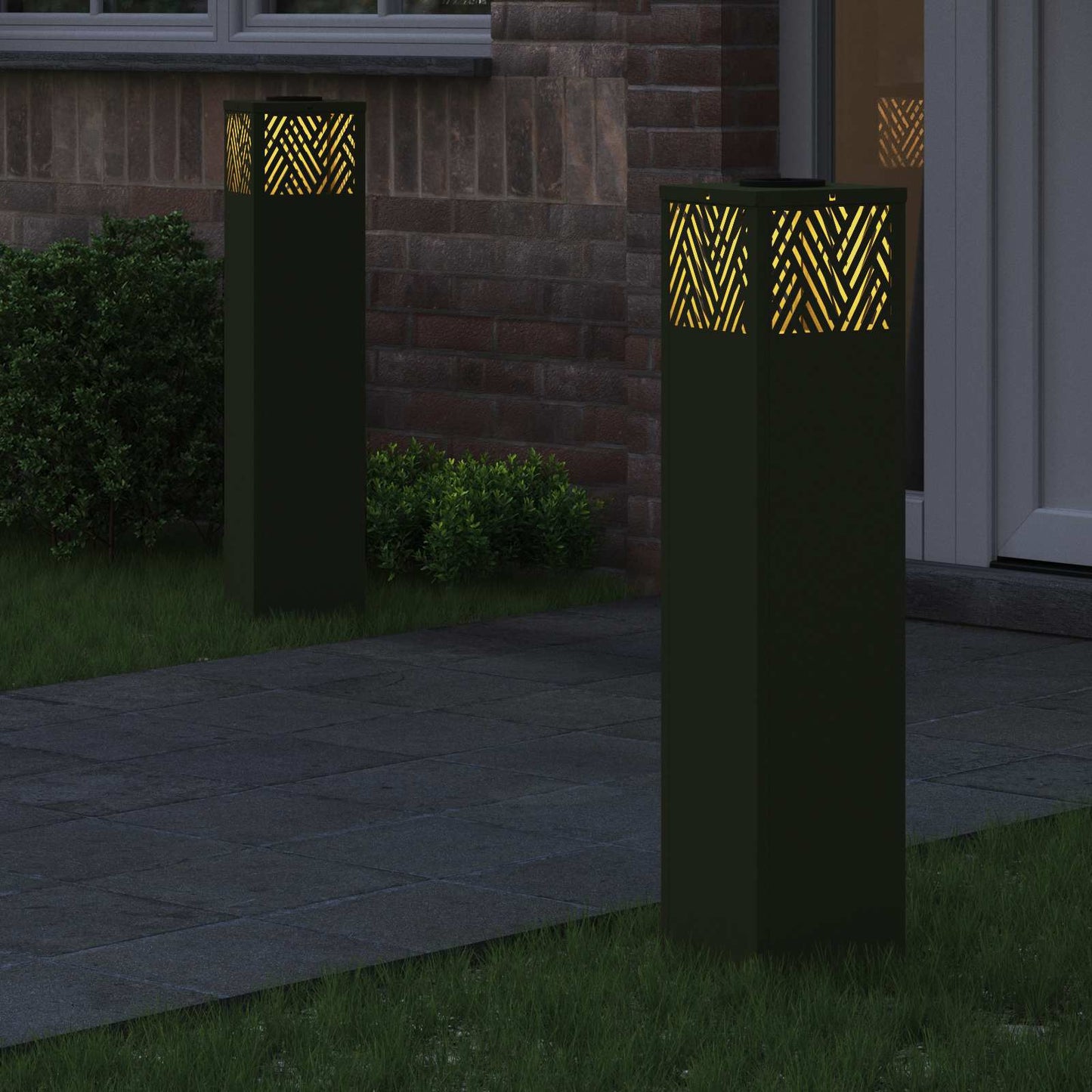 Solenergi LED stibelys 2 pcs Olivengrønn Kaldvalset stål