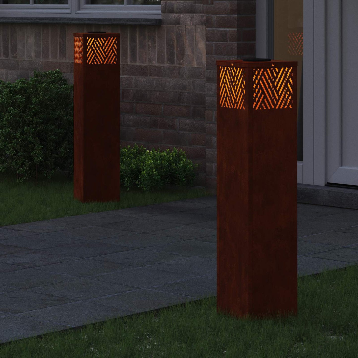 Solenergi LED stibelys 2 pcs Bronse Cortenstål