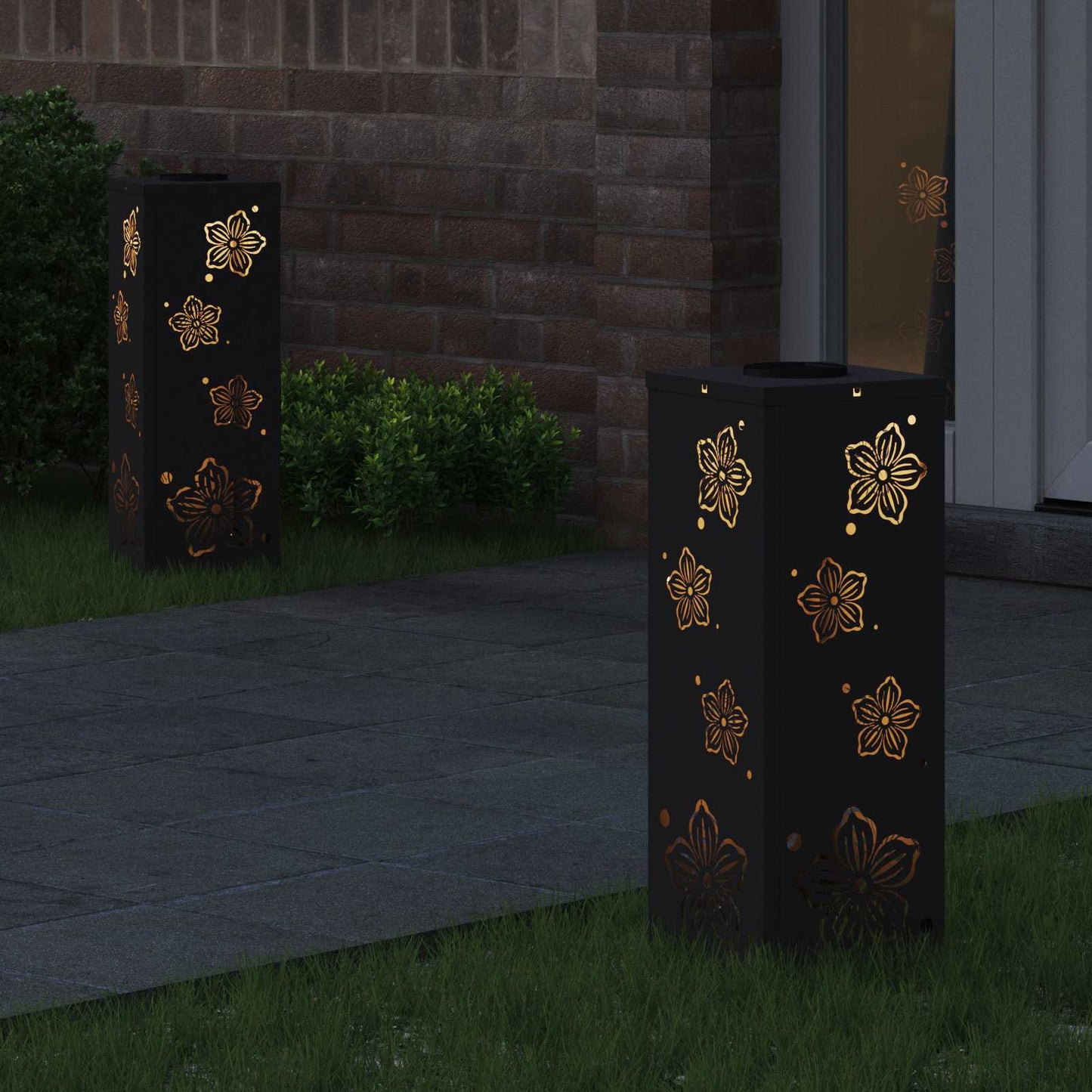 Solenergi LED stibelys 2 pcs Svart Kaldvalset stål