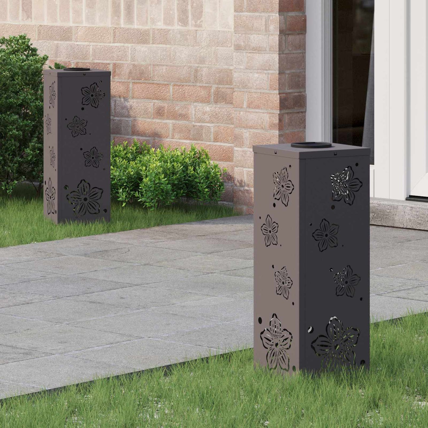 Solenergi LED stibelys 2 pcs Svart Kaldvalset stål
