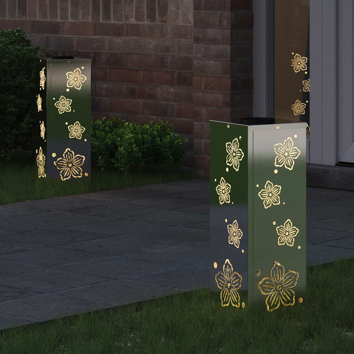 Solenergi LED stibelys 2 pcs sølv Rustfritt Stål