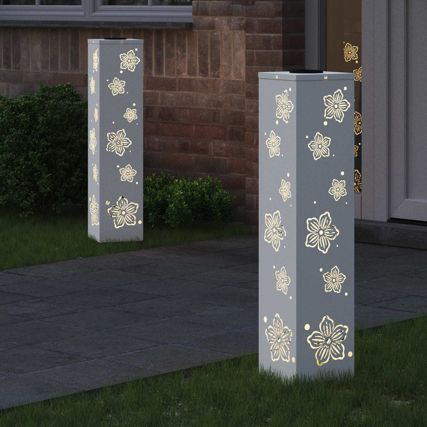 Solenergi LED stibelys 2 pcs Hvit Kaldvalset stål