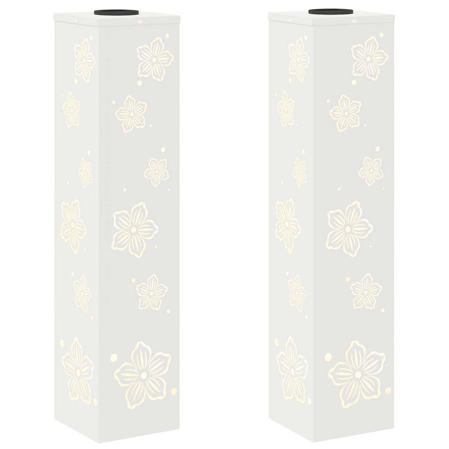 Solenergi LED stibelys 2 pcs Hvit Kaldvalset stål