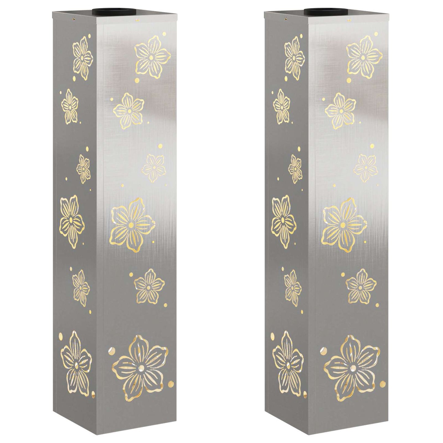 Solenergi LED stibelys 2 pcs sølv Rustfritt Stål