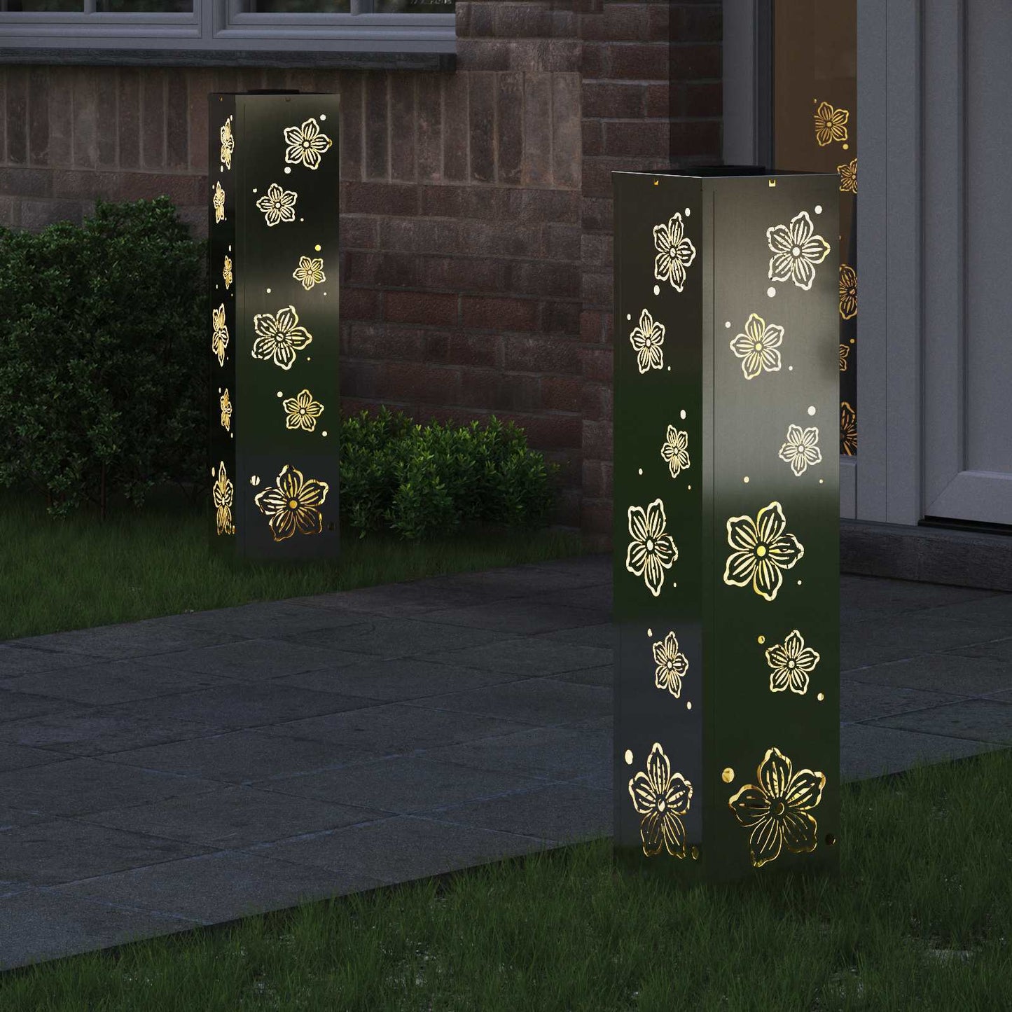 Solenergi LED stibelys 2 pcs sølv Galvanisert stål