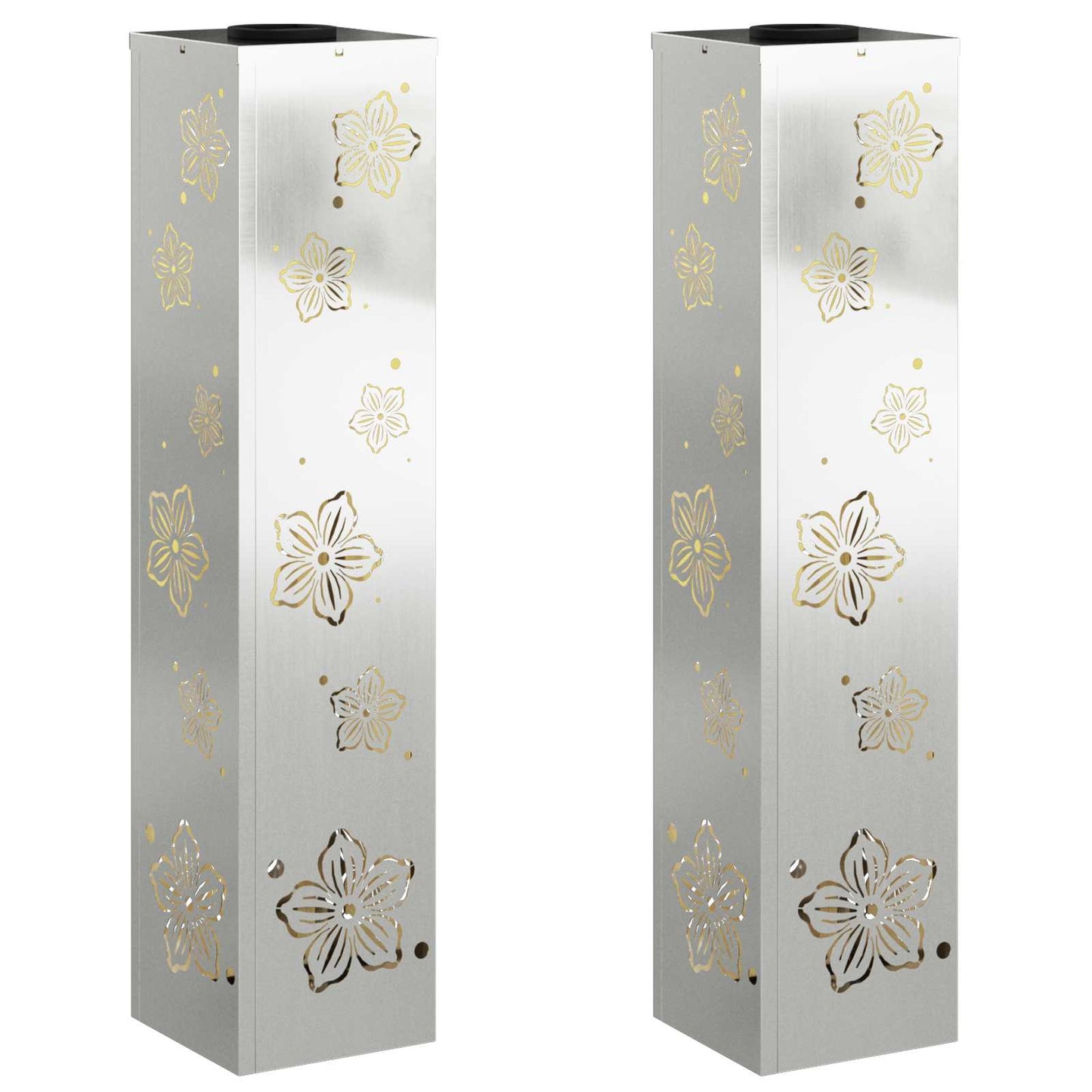 Solenergi LED stibelys 2 pcs sølv Galvanisert stål