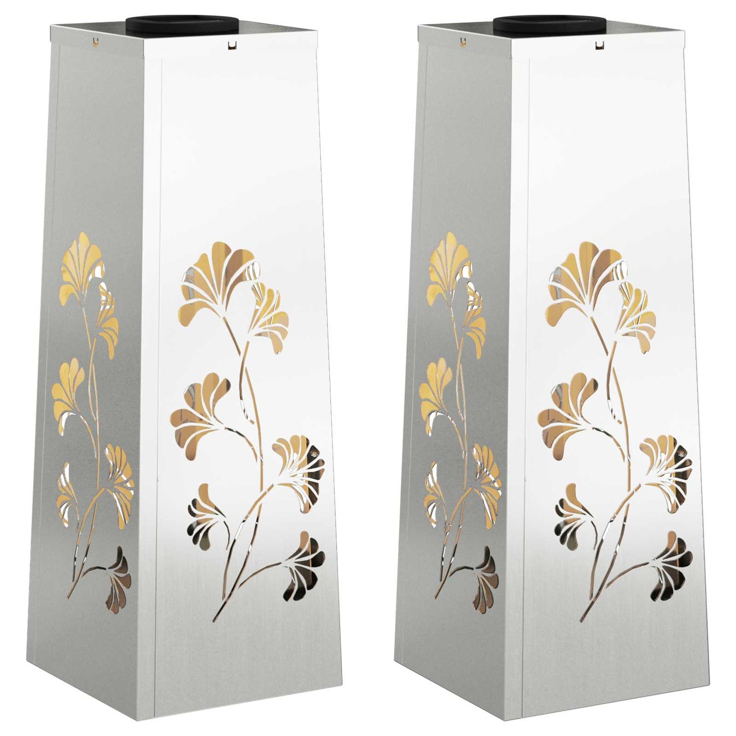 Solenergi LED stibelys 2 pcs sølv Galvanisert stål