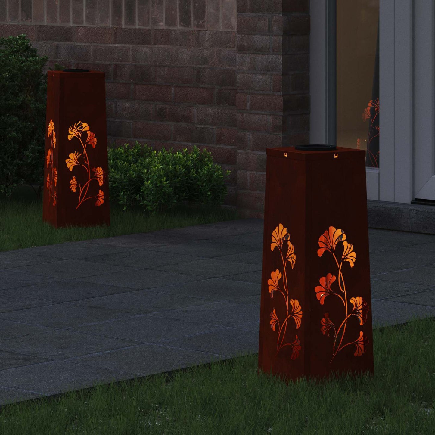 Solenergi LED stibelys 2 pcs Rusten Cortenstål