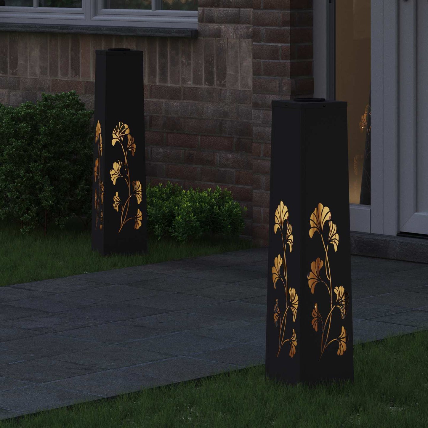 Solenergi LED stibelys 2 pcs Svart Kaldvalset stål