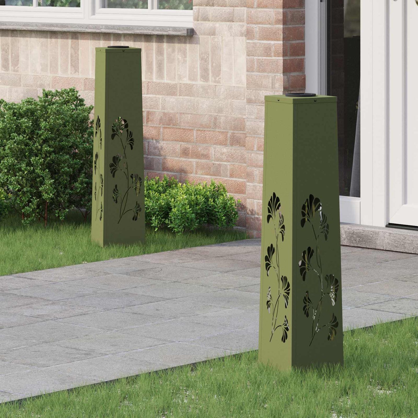 Solenergi LED stibelys 2 pcs Olivengrønn Kaldvalset stål