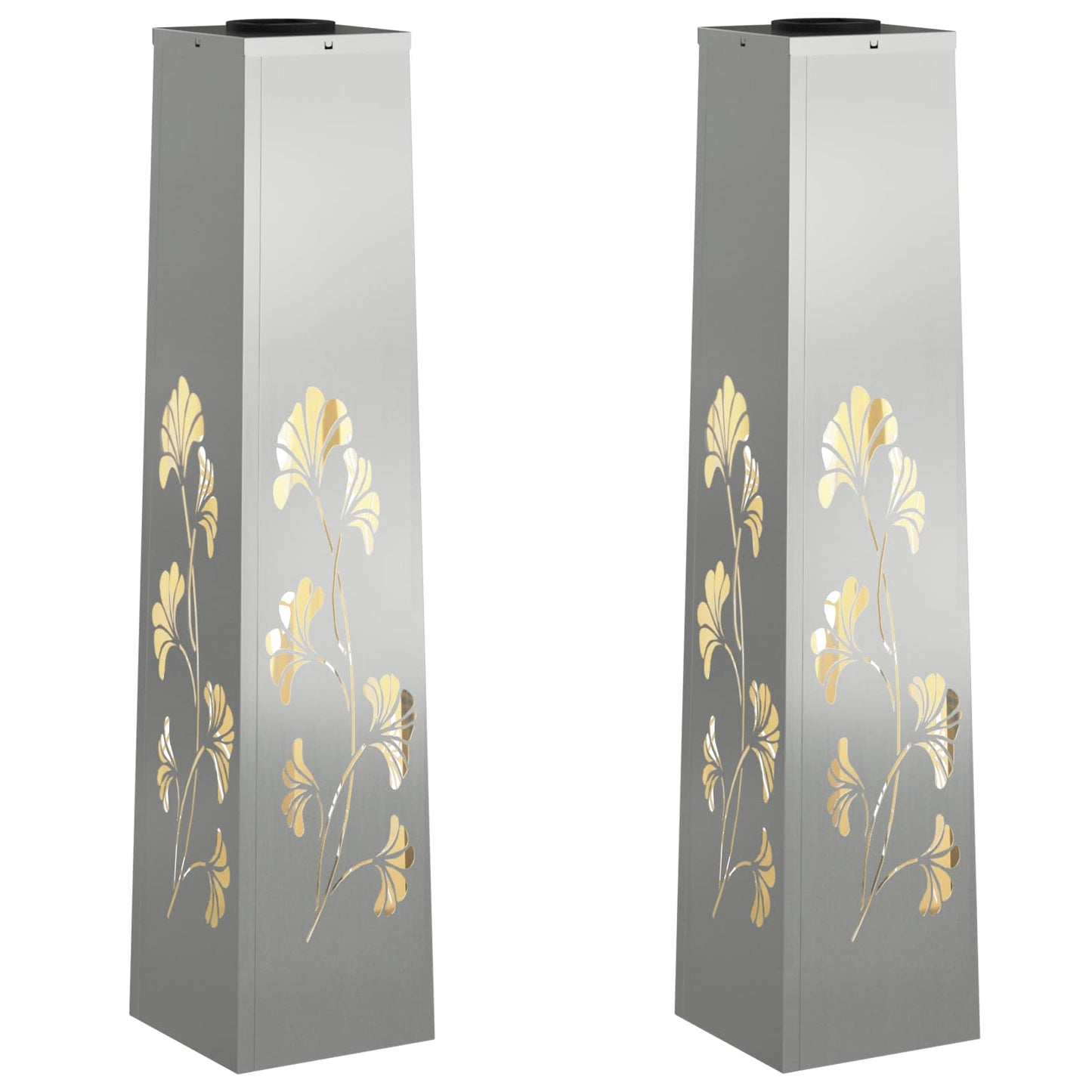Solenergi LED stibelys 2 pcs sølv Galvanisert stål