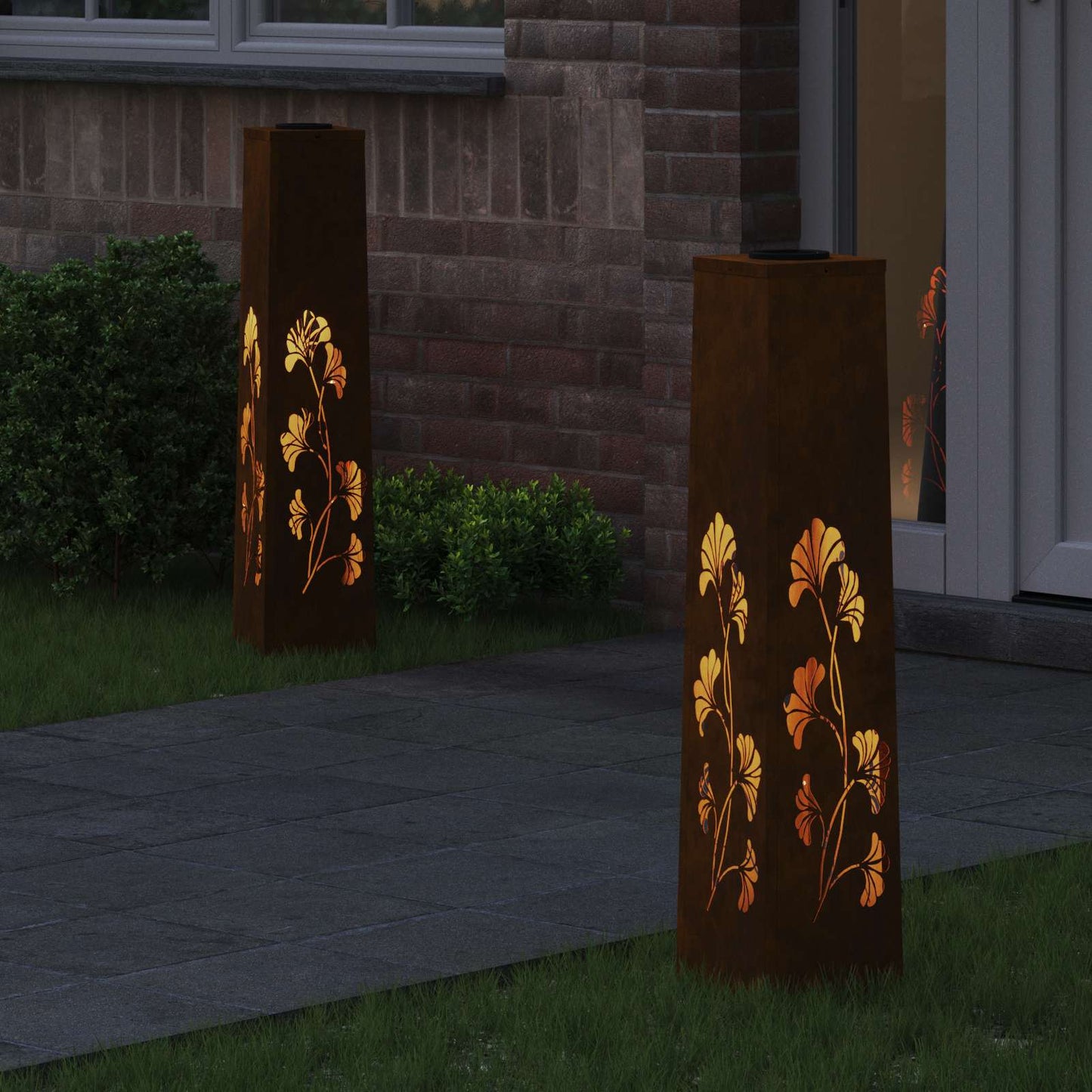 Solenergi LED stibelys 2 pcs Rusten Cortenstål