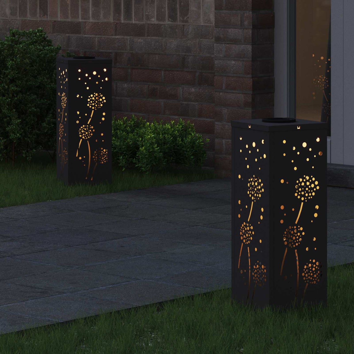 Solenergi LED stibelys 2 pcs Svart Kaldvalset stål