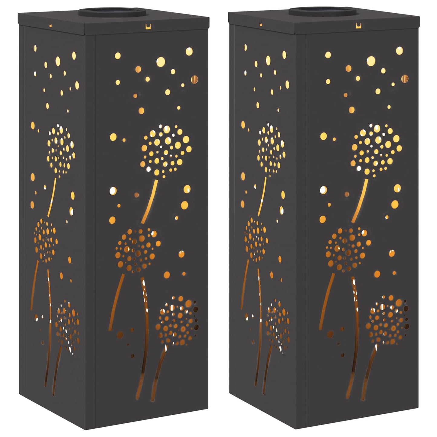 Solenergi LED stibelys 2 pcs Svart Kaldvalset stål