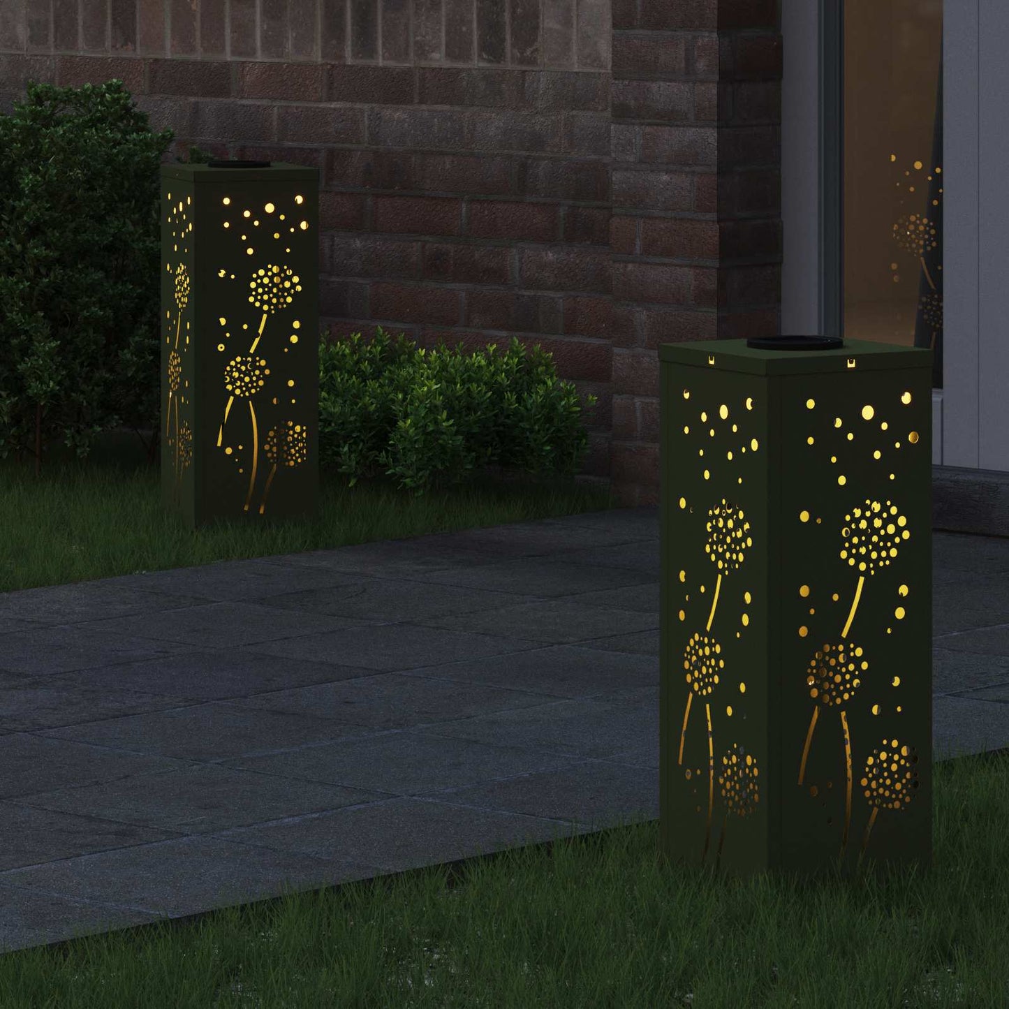 Solenergi LED stibelys 2 pcs Olivengrønn Kaldvalset stål