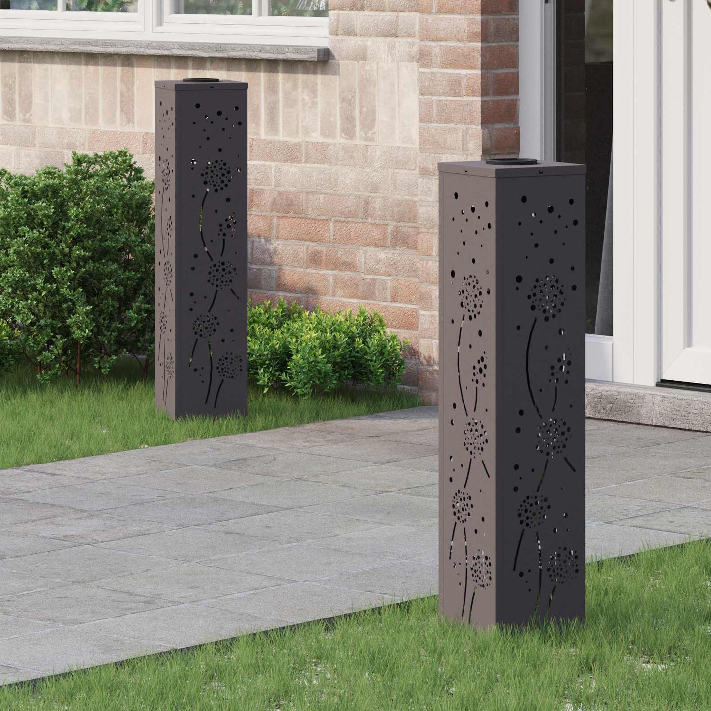 Solenergi LED stibelys 2 pcs Svart Kaldvalset stål