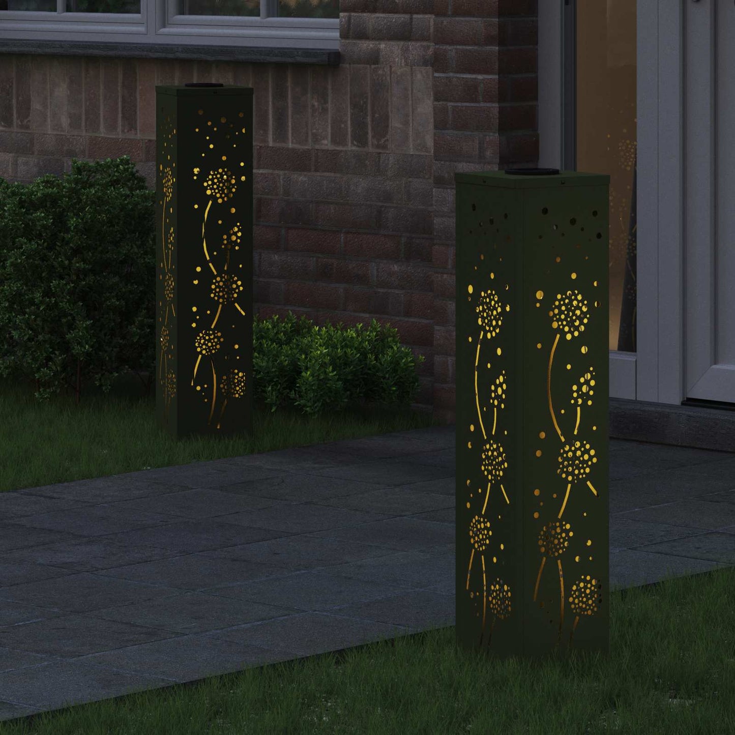 Solenergi LED stibelys 2 pcs Olivengrønn Kaldvalset stål