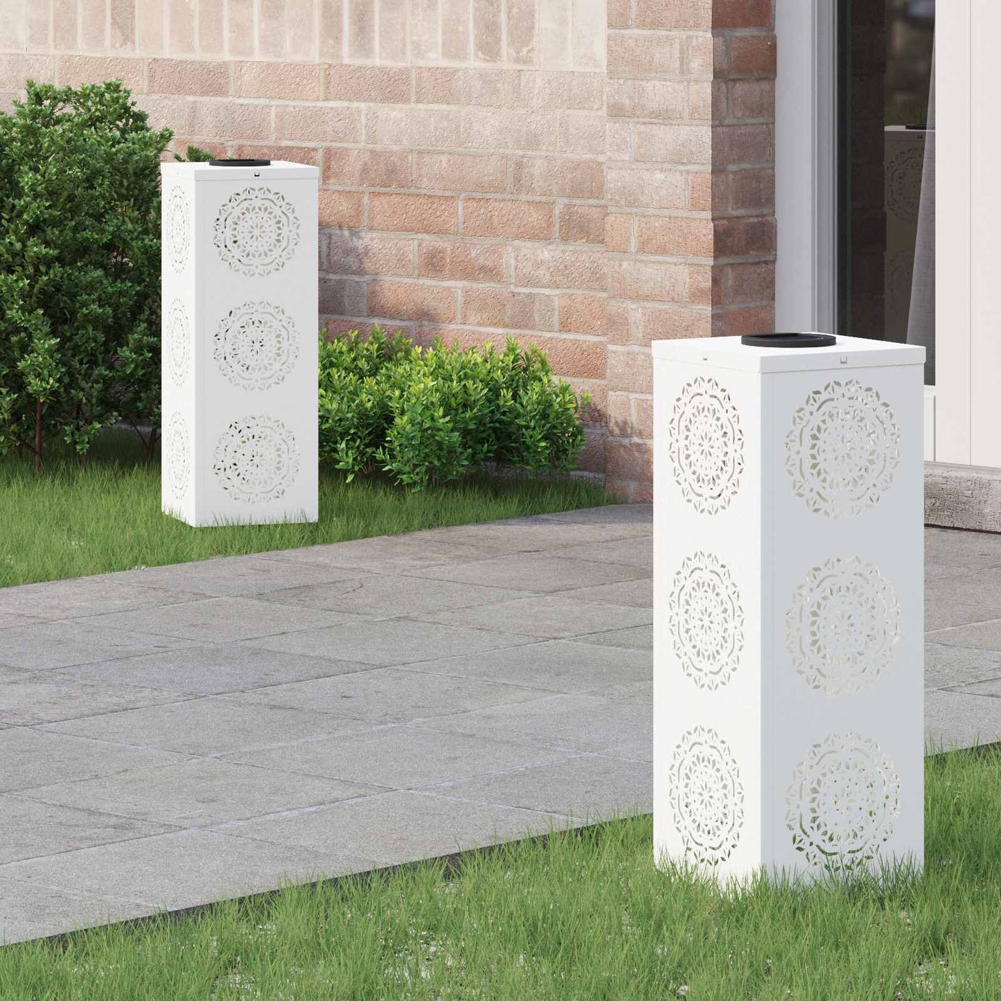 Solenergi LED stibelys 2 pcs Hvit Kaldvalset stål