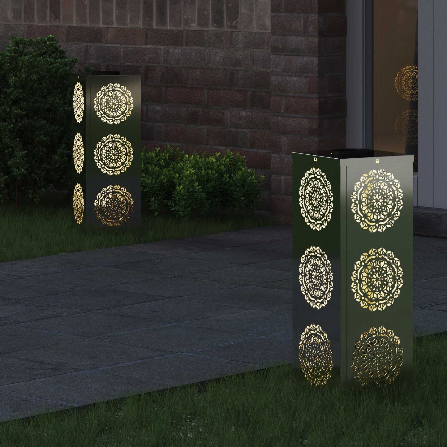 Solenergi LED stibelys 2 pcs sølv Galvanisert stål