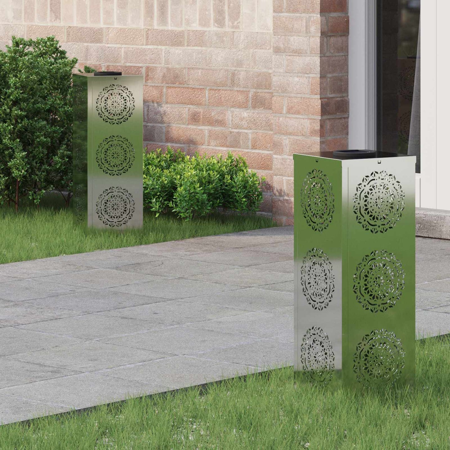 Solenergi LED stibelys 2 pcs sølv Galvanisert stål