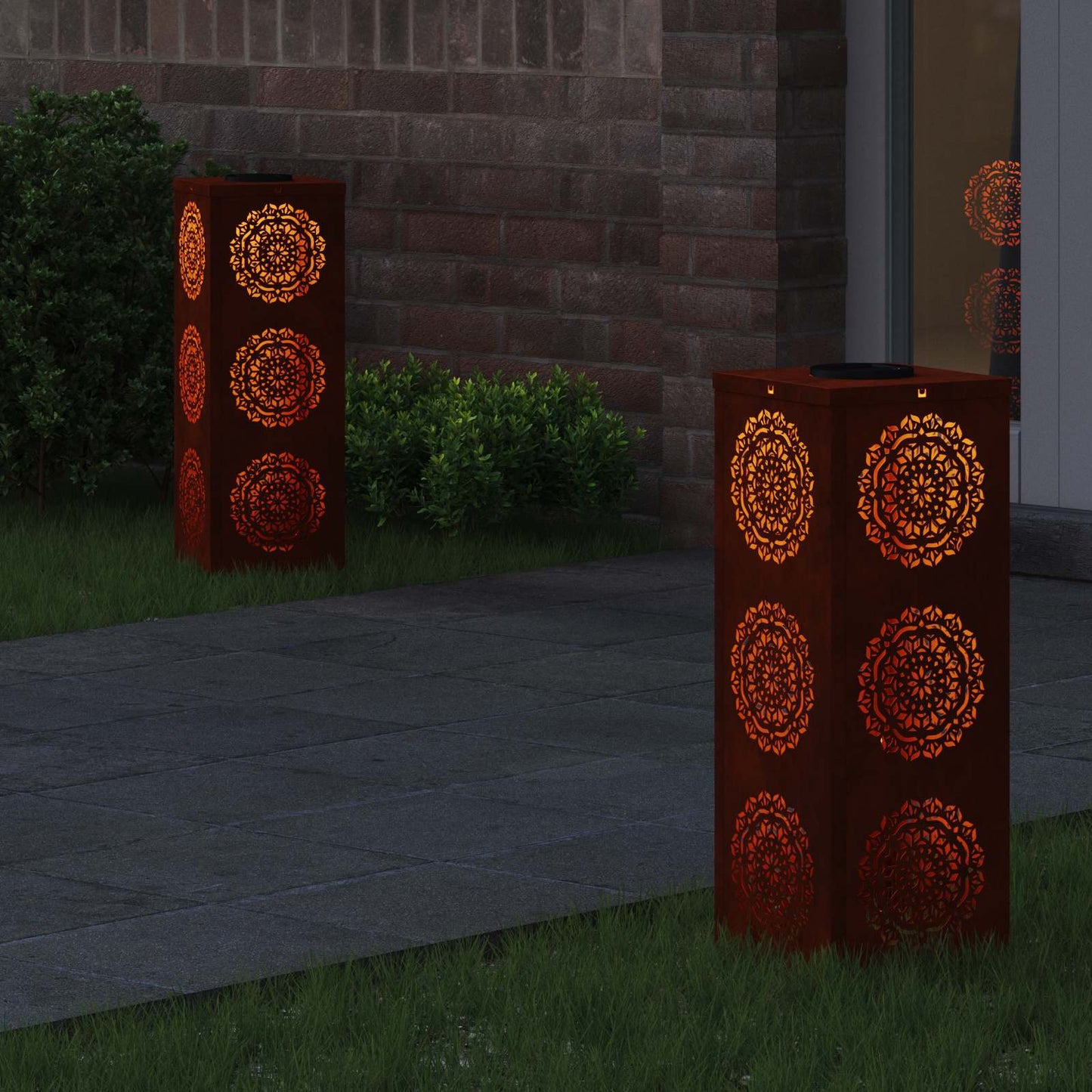 Solenergi LED stibelys 2 pcs Rusten Cortenstål