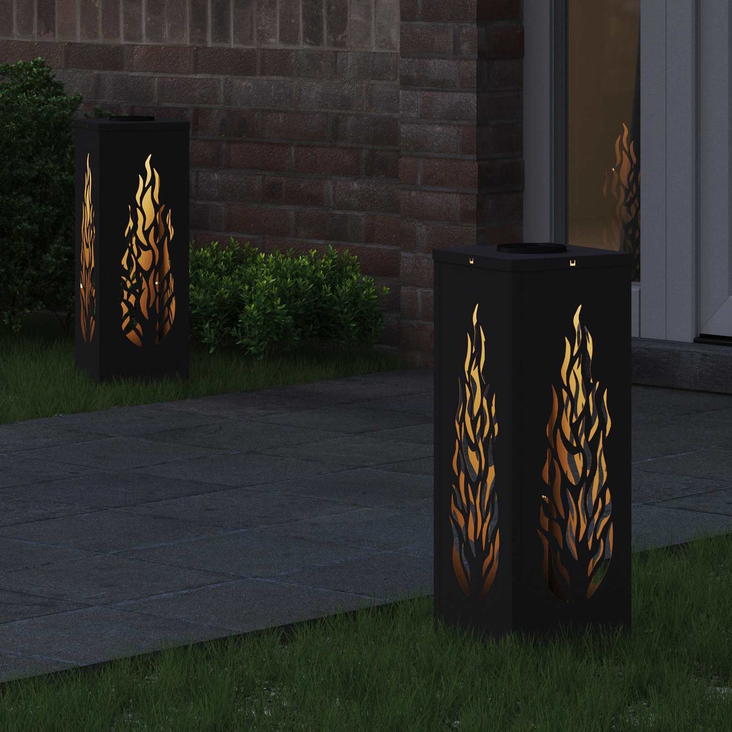 Solenergi LED stibelys 2 pcs Svart Kaldvalset stål
