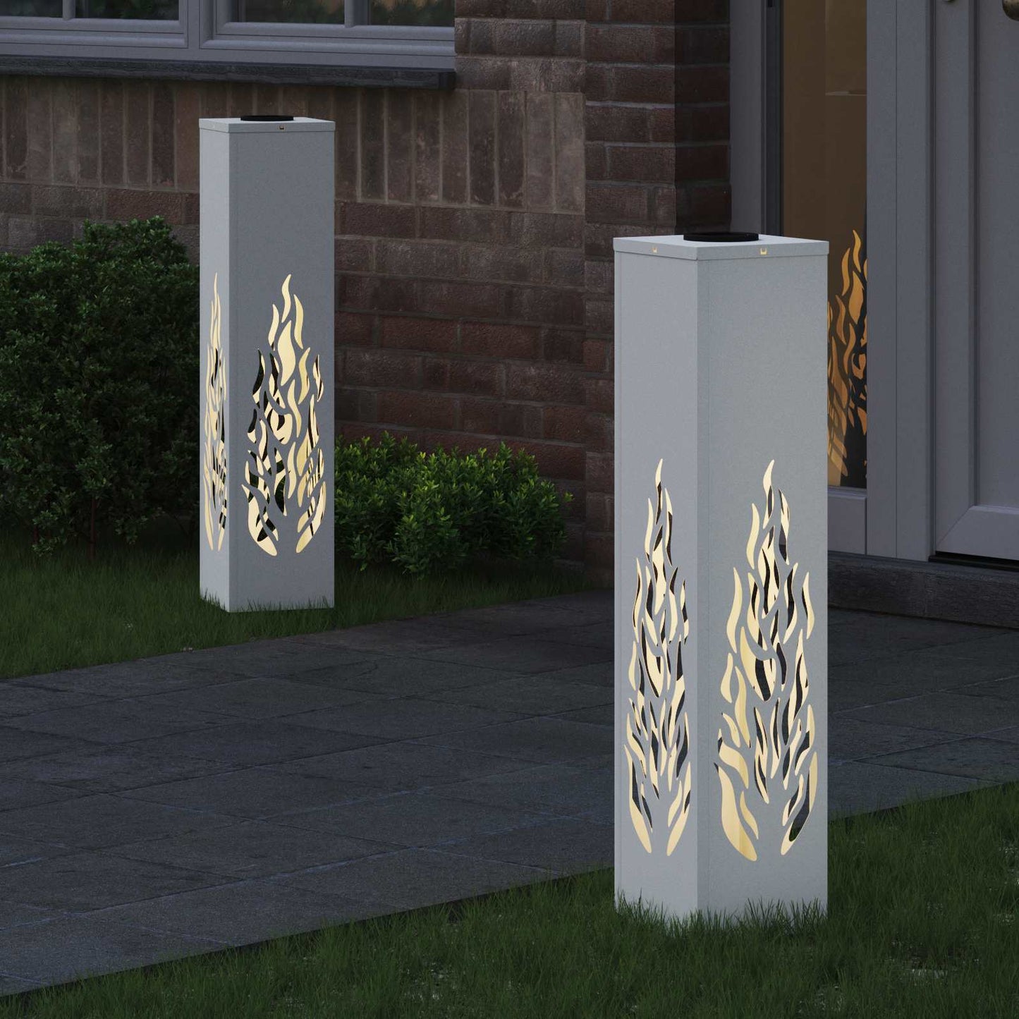 Solenergi LED stibelys 2 pcs Hvit Kaldvalset stål