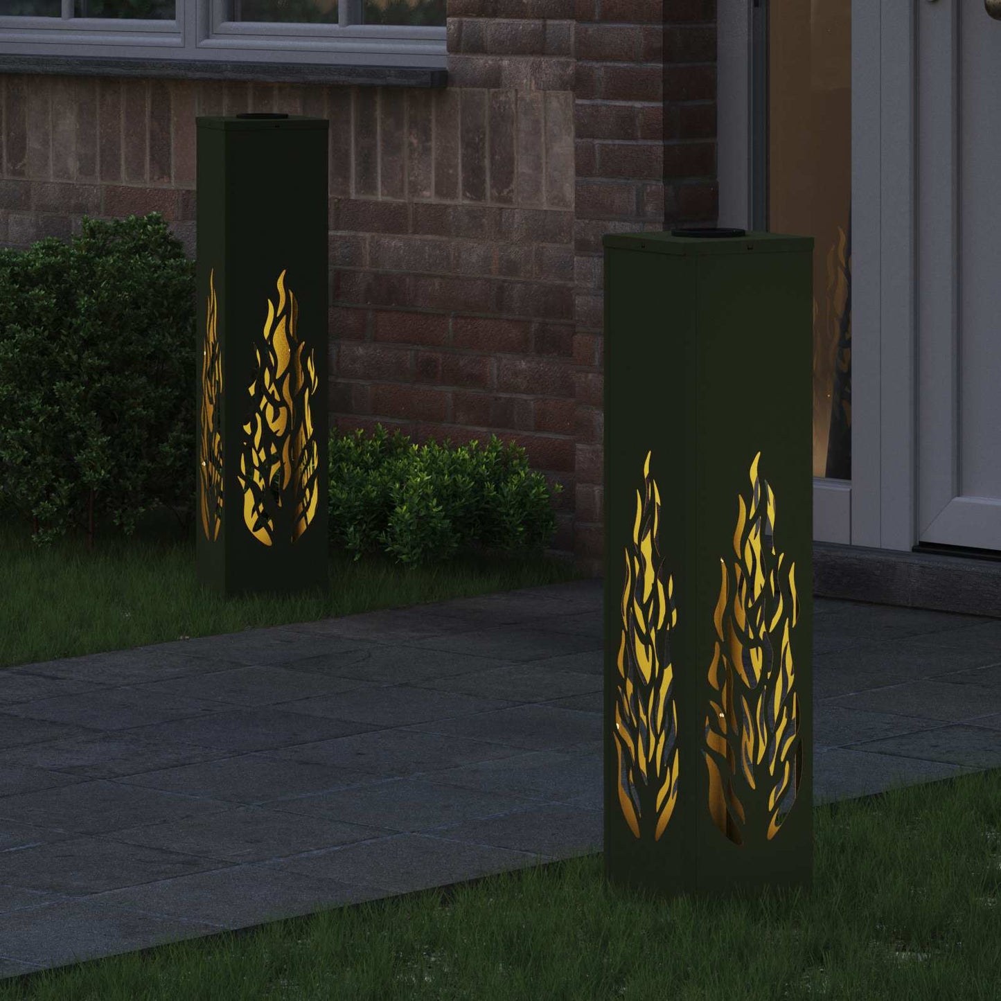 Solenergi LED stibelys 2 pcs Olivengrønn Kaldvalset stål