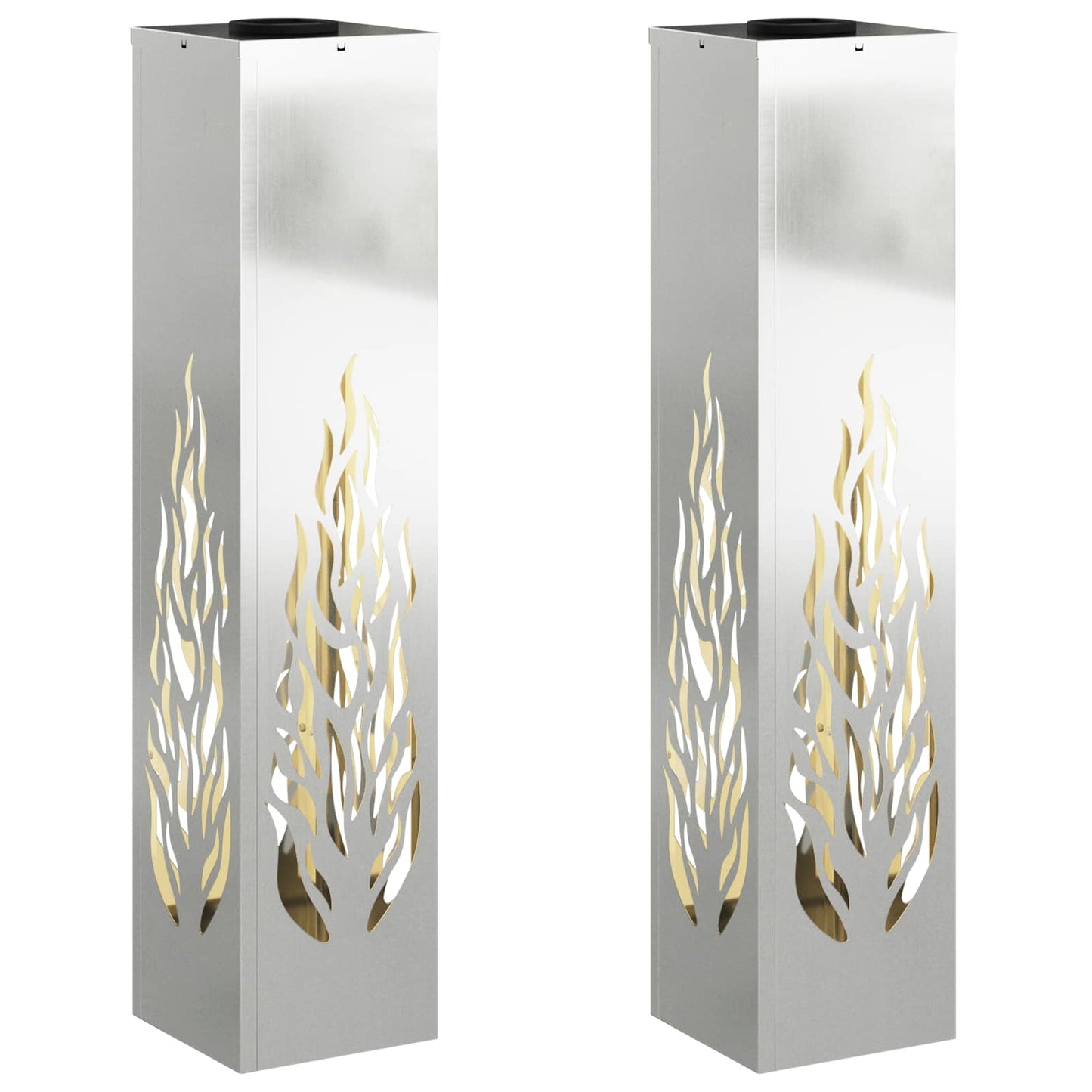Solenergi LED stibelys 2 pcs sølv Galvanisert stål