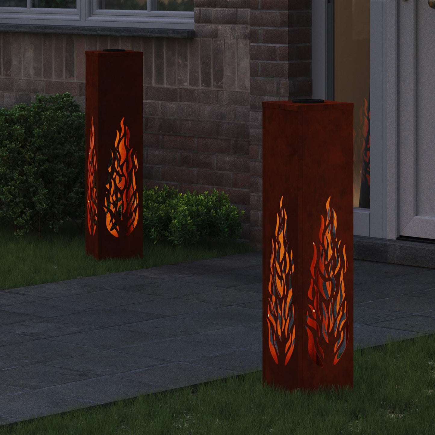 Solenergi LED stibelys 2 pcs Rusten Cortenstål