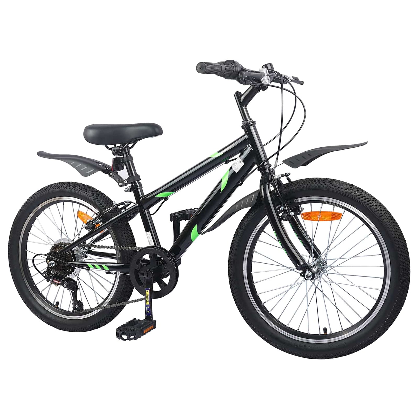 Barnesykkel 20 Tommer 6-Speed for 6-11 år gammel Svart