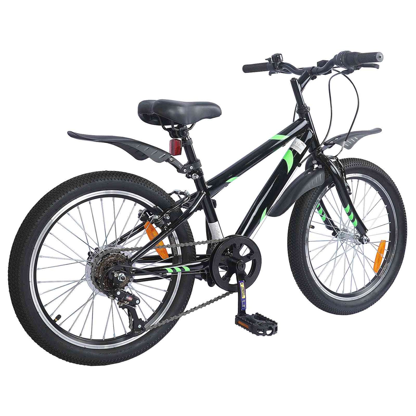 Barnesykkel 20 Tommer 6-Speed for 6-11 år gammel Svart