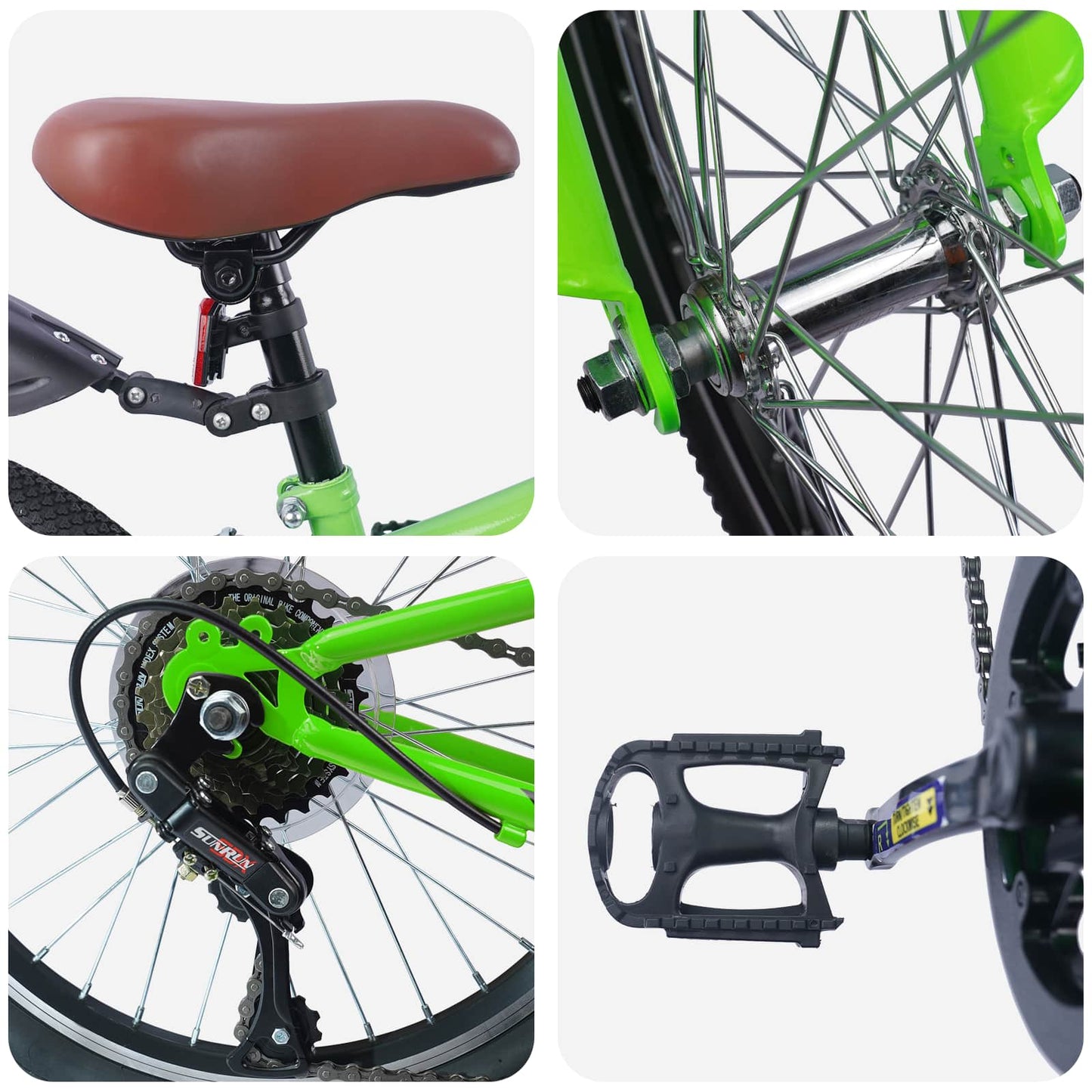 Barnesykkel 20 Tommer 6-Speed for 6-11 år gammel grønn